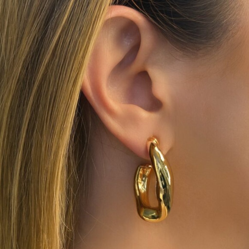 "Calia" Anthro Chunky Pear-Shaped Geometric Earrings